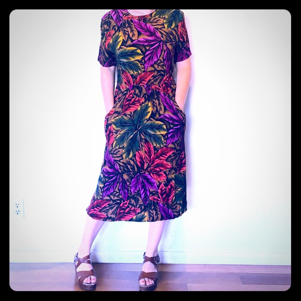 Vintage Dress Tropical Rayon Mid length 8 9